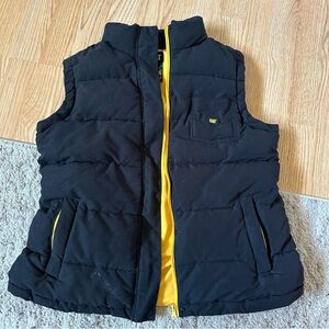 Caterpillar Black and Yellow Mens Zip Vest